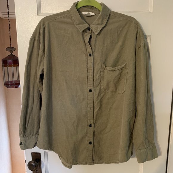 H&M Olive Green Corduroy Shirt - Picture 1 of 8